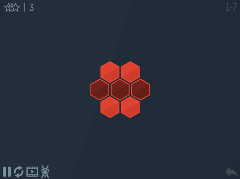 パネルの色を反転させて同じ色にするパズルゲーム　Hivex